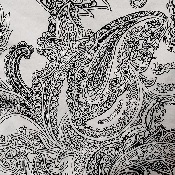 TALBOTS Blouse Womens Size 14 Black White Paisley Stretch Cotton Sateen Career - Picture 8 of 10